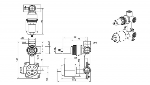 внутренняя часть для смесителя bravat rhein d982bw-b-eng