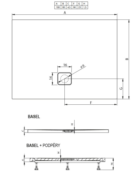 душевой поддон riho basel 424 180×80 см dc390050000000s(d005045005) белый