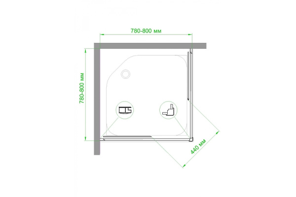 душевой уголок royal bath hpd 80×80 rb80hpd-c-bl профиль черный, стекло матовое