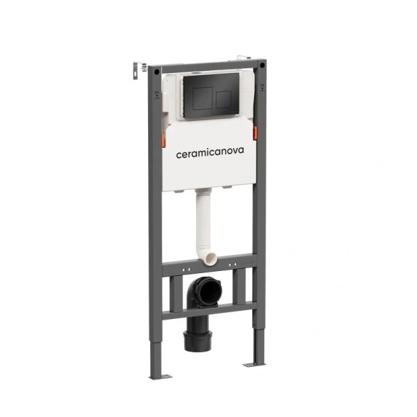 комплект унитаза с инсталляцией ceramica nova new day cn3009_121002mb белый, с крышкой микролифт и кнопкой черной матовой