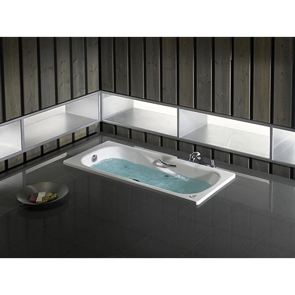 ванна чугунная roca malibu set/2309g000r/526803010/150412330 170x75 см, с ручками, антискользящим покрытием, белый