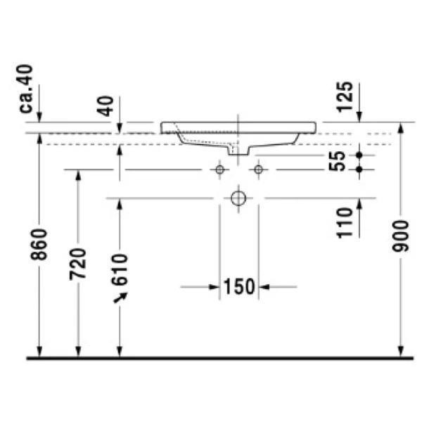 раковина полувстраиваемая duravit 2nd floor 0347600000
