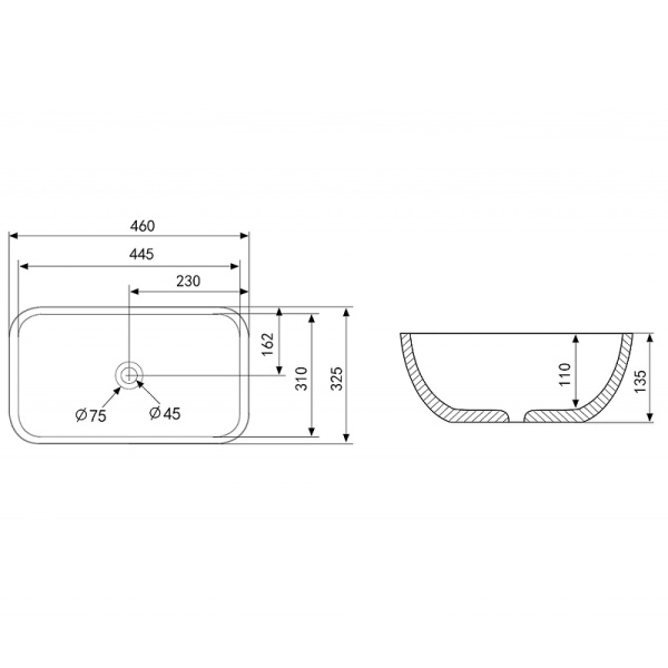 раковина 46x32.5 см abber rechteck ac2200mbg, цвет темно-зеленый матовый