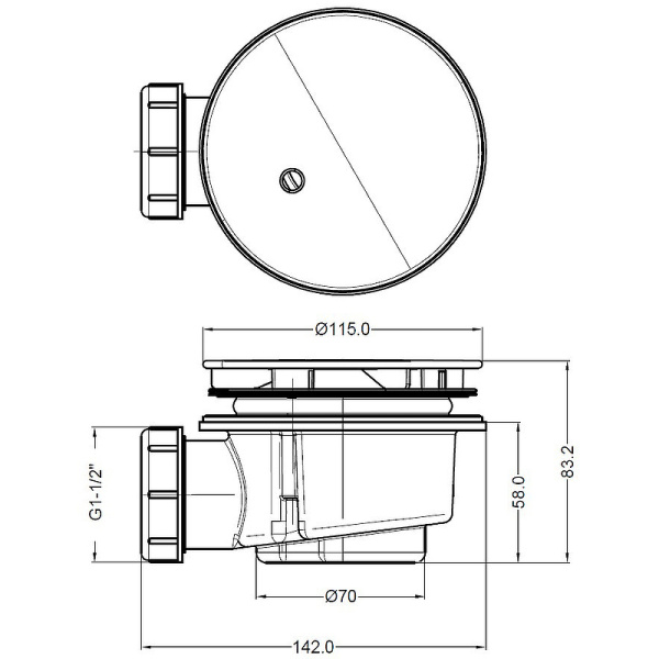 сифон для душевого поддона belbagno bb-01-90 серый