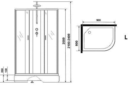 душевая кабина niagara classic 90х80 l ng-33984-14lbktg с гидромассажем