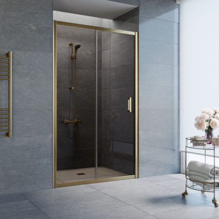 дверь для душевой кабины в нишу vegas glass zp 115 05 05 профиль бронза, стекло бронза