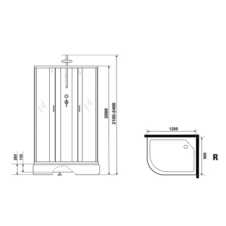душевая кабина niagara classic 120х90 r ng-33294-14rbktg с гидромассажем