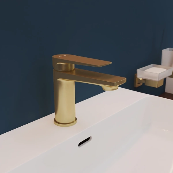 смеситель aqueduto linha lin0150 для раковины, золотой матовый