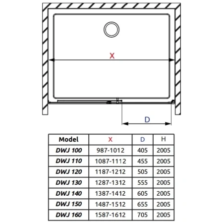 душевая дверь radaway idea dwj 100 left 387014-01-01l прозрачное