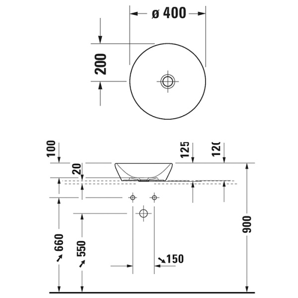 раковина duravit d-neo 2371401370 накладная ø40 см, без перелива, антрацит матовый