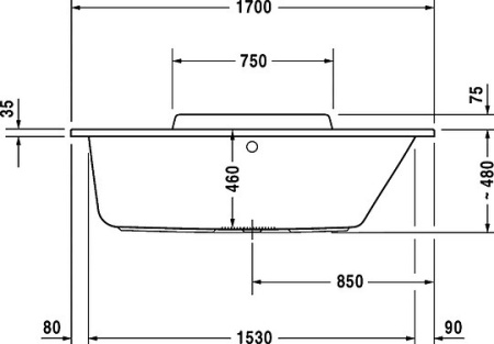 акриловая ванна duravit durastyle 170x75 (700297)