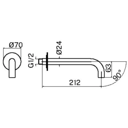 излив для ванны plumberia selection ixo spt0060gr 212 мм, графит