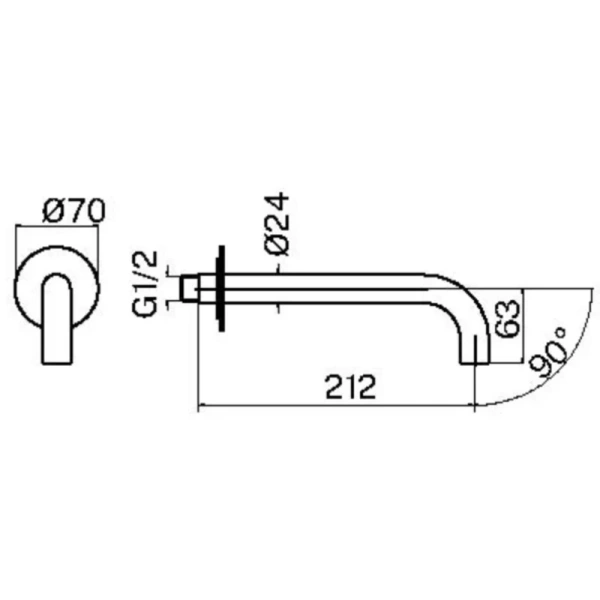 излив для ванны plumberia selection ixo spt0060cr 212 мм, хром