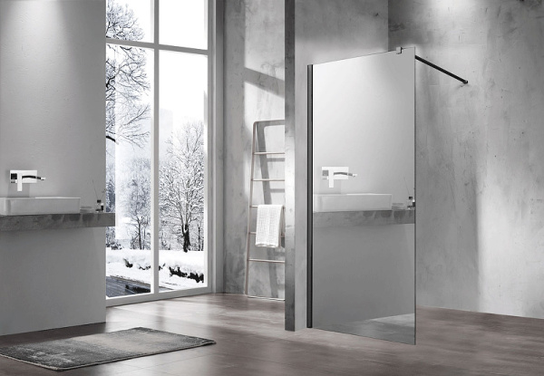 душевая перегородка vincea walk-in 100 vsw-1h100mrb профиль черный, стекло зеркальное