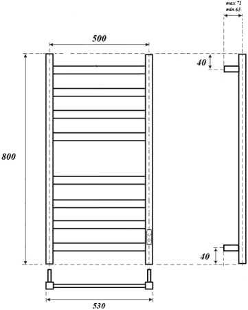 полотенцесушитель point меркурий pn83858 электрический, 50x80 см, хром