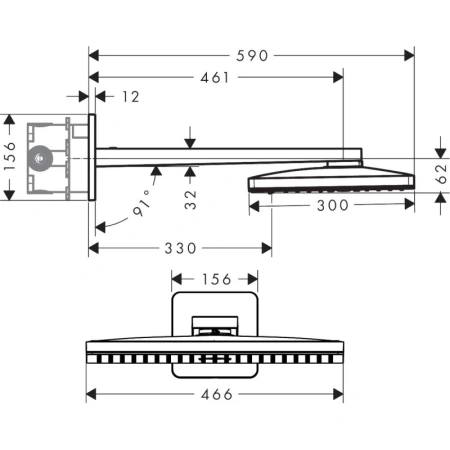верхний душ 466x300 мм axor showersolutions 35276000
