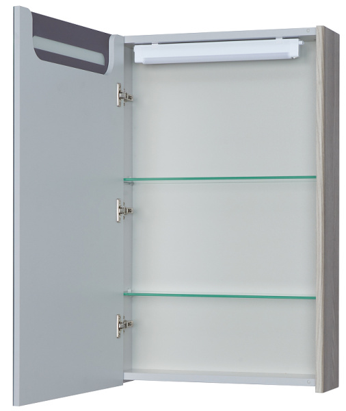 зеркальный шкаф aquaton сильва 50 l 1a215502siw6l с подсветкой дуб фьорд