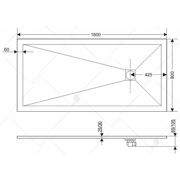 душевой поддон из искусственного камня rgw stone tray st-de 160×80 16152816-13 пустыня
