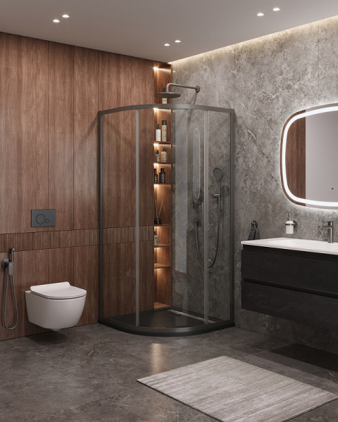 душевой уголок cezares molveno 90x90 molveno-r-1-90-c-gm-iv профиль оружейная сталь стекло прозрачное