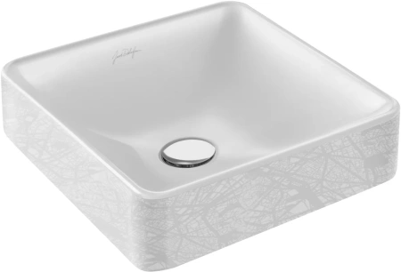 Раковина Jacob Delafon Vox EVG102-PT5 накладная, карта Парижа, 40x40 см, белая