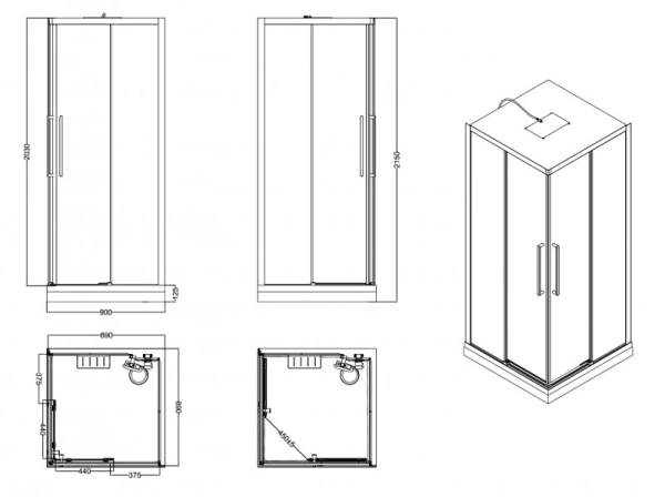 душевая кабина esbano muse 90x90 eskm90ckr без гидромассажа