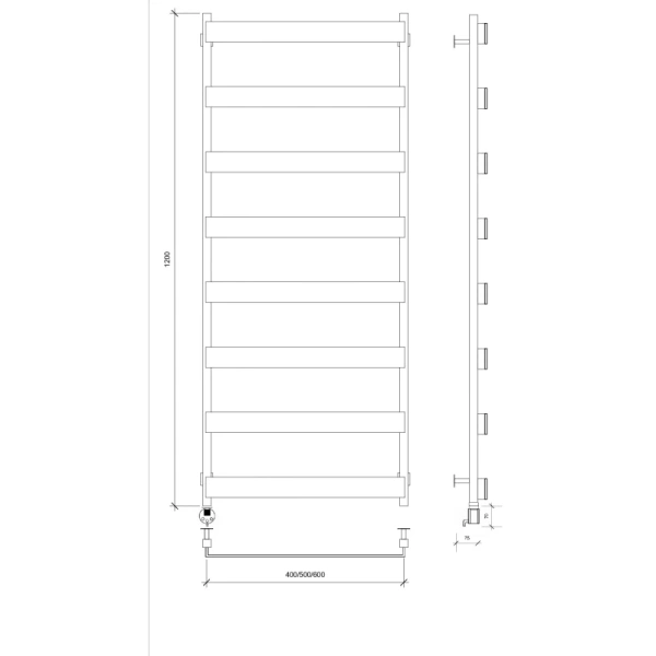 полотенцесушитель электрический 1270x630 тэн левый secado кродо 4673739252321