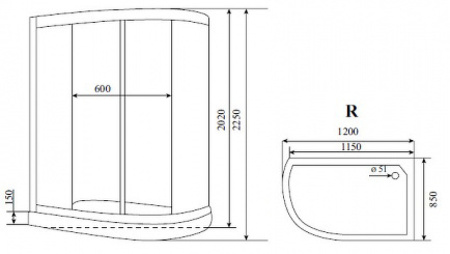 душевая кабина timo standart t-1102pr 120х85