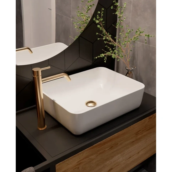 смеситель для раковины aquame siena aqm6214gg без донного клапана, золотой