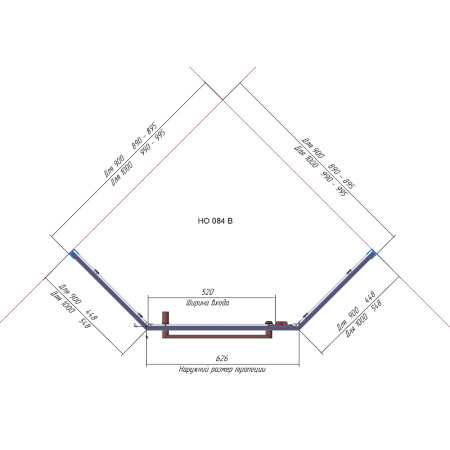 душевой уголок rgw hotel ho-084b 90×90 350608499-24 профиль черный, стекло матовое-сатинат