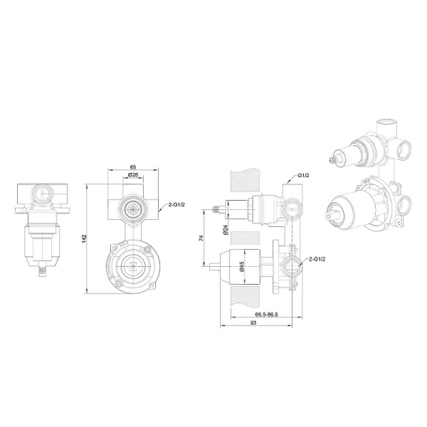 внутренняя часть для смесителя bravat built-in d969cp-b-rus g 1/2