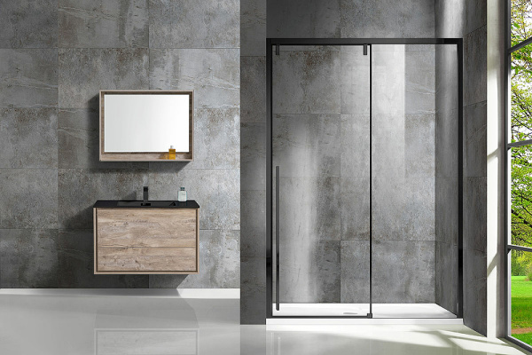 душевая дверь vincea lugano 150 vds-1l150clb-1 профиль черный, стекло прозрачное