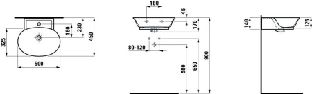 раковина подвесная laufen new classic 50x45 см 8.1585.2.400.104.1 с покрытием lcc