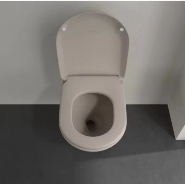 сиденье для унитаза villeroy & boch antao 8m67s1am с микролифтом, быстросъемное, цвет almond, петли хром