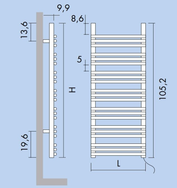 полотенцесушитель antrax rabbit e 22 ecrbt22043105b/neop электрический, 43.5x9.9x105.2 см, чёрный матовый