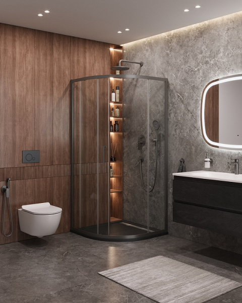 душевой уголок cezares molveno 90x90 molveno-r-1-90-c-gm-iv профиль оружейная сталь стекло прозрачное