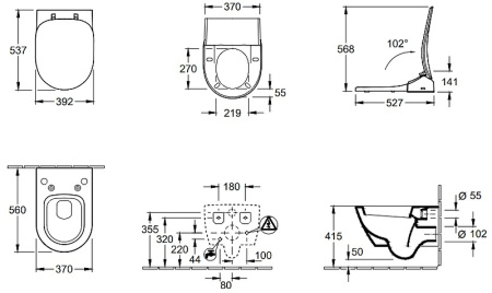 унитаз villeroy&boch subway 2.0 plus 560050r1 подвесной без сиденья