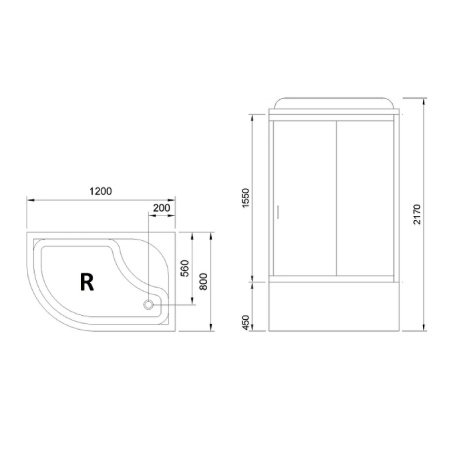 душевая кабина royal bath bk 120x80 rb8120bk2-m-ch-r-el с гидромассажем