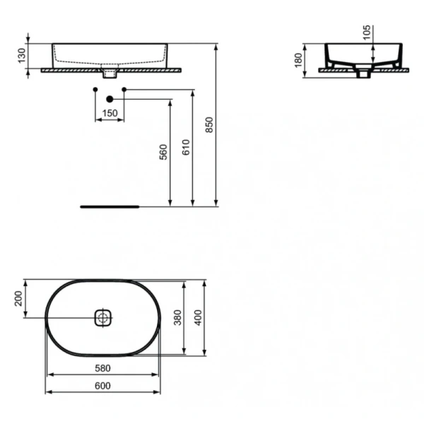 раковина-чаша ideal standard strada ii 60см, t298101 евробелая