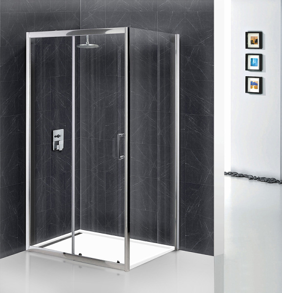 душевой уголок belbagno uno 100×80 uno-195-ah-1-100/80-c-cr профиль хром, стекло прозрачное