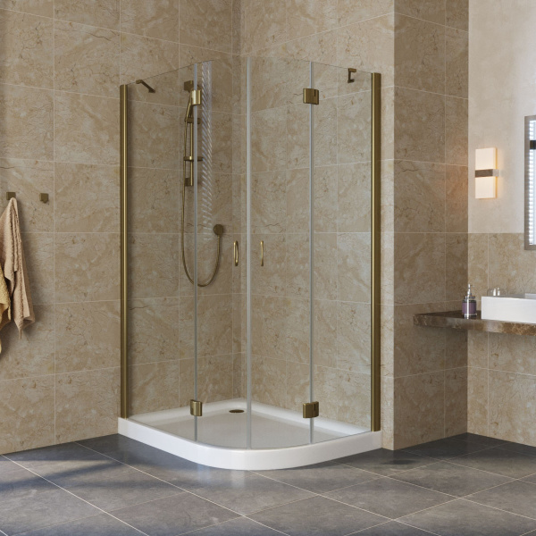 душевой уголок vegas glass afs-fux 120*90 05 01 профиль бронза, стекло прозрачное