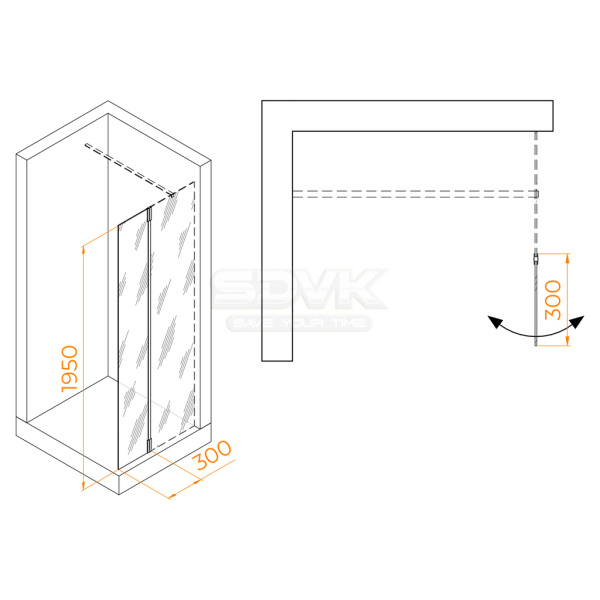 душевая стенка rgw z-070b 30 352207003-14 профиль черный, стекло прозрачное
