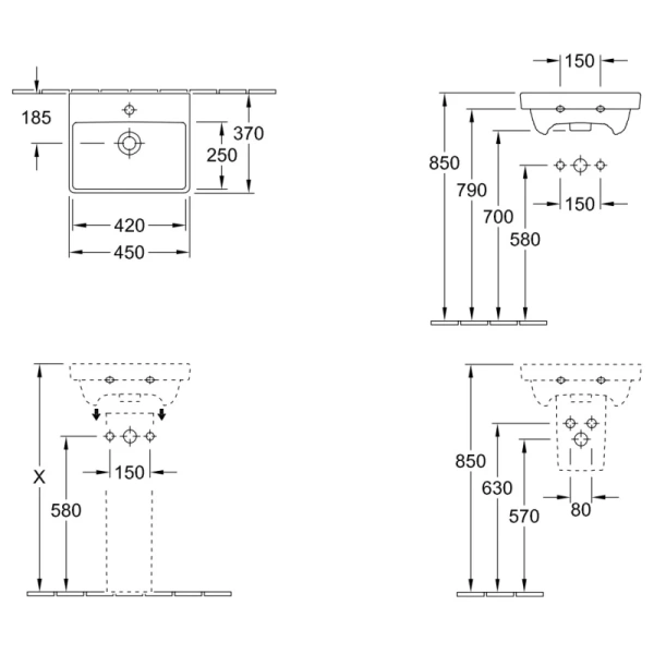 раковина 45x37 см villeroy & boch avento 735845r1