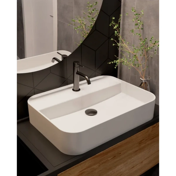 смеситель для раковины aquame siena aqm6210gm без донного клапана, оружейная сталь