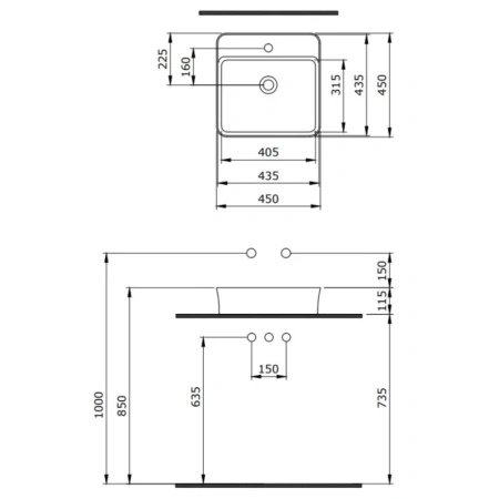раковина 45x45 см berges ego sl 182024