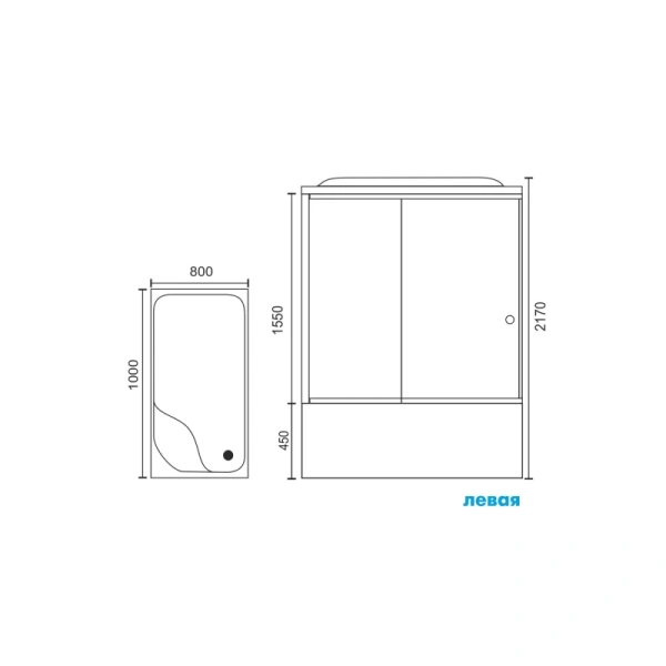 душевая кабина royal bath bp 100х80 rb8100bp3-wc-l с гидромассажем