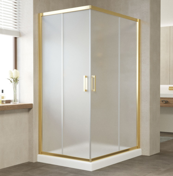 душевой уголок vegas glass za-f 110*80 09 10 профиль золото, стекло, стекло сатин