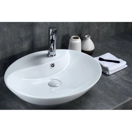 Раковина BelBagno BB1370 накладная, с переливом, с 1 отв. под смеситель, 55х45 см, белая