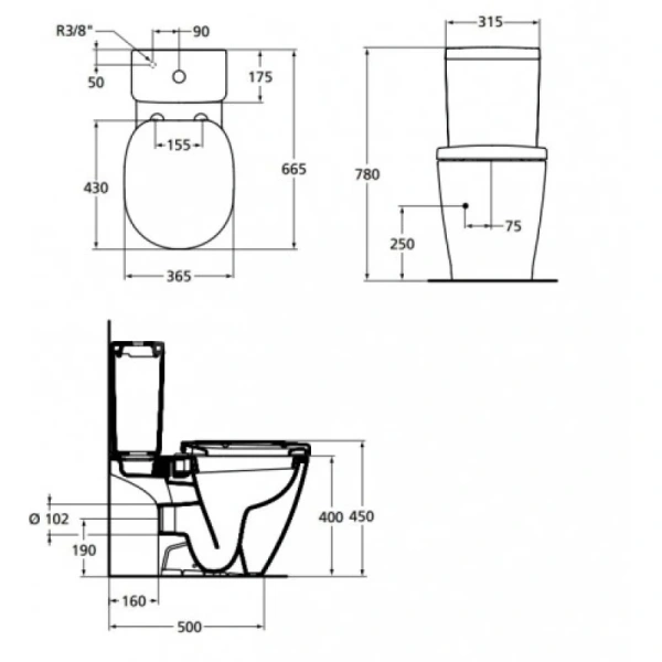 унитаз напольный ideal standard connect e042901 без бачка и сиденья