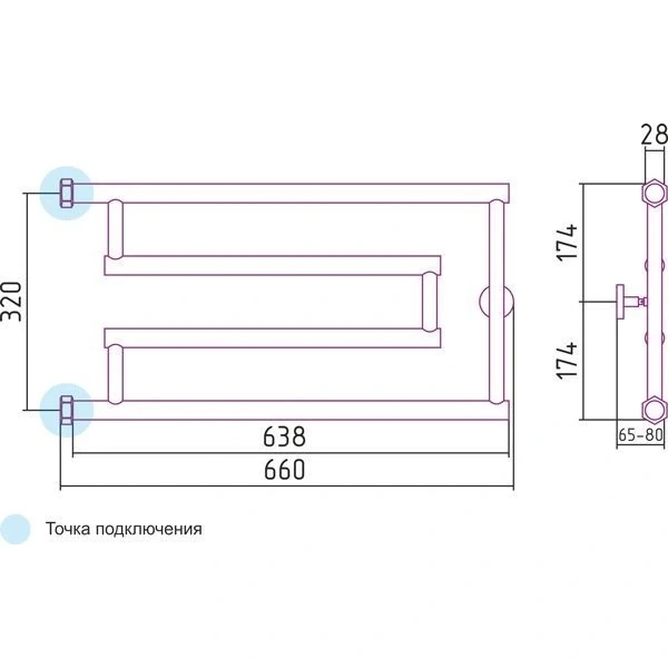 полотенцесушитель водяной 320x650 золотой сунержа high-tech+ model "g" 03-4051-3265