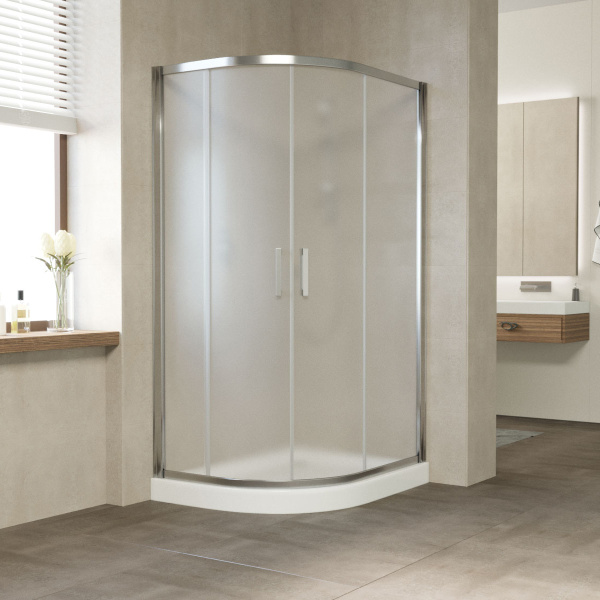 душевой уголок vegas glass zs-f 110*90 08 10 профиль глянцевый хром, стекло сатин